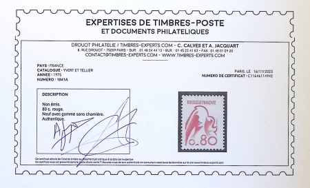 N°1841A Marianne de Béquet, non émis, 80c rouge, neuf