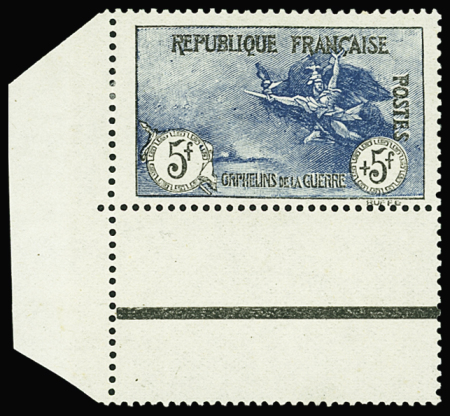 N°155 5f+5f noir et bleu, neuf * avec bdf, TTB Signé