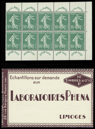 N°188 10c vert, bande pub Phéna en bloc de 10, neuf