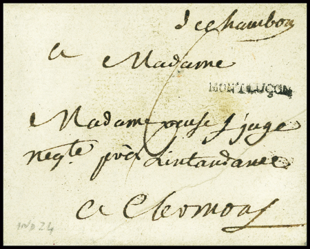 Lettre avec marque manuscrite "De Chambon" (L1 - 1775), ind 14. TB