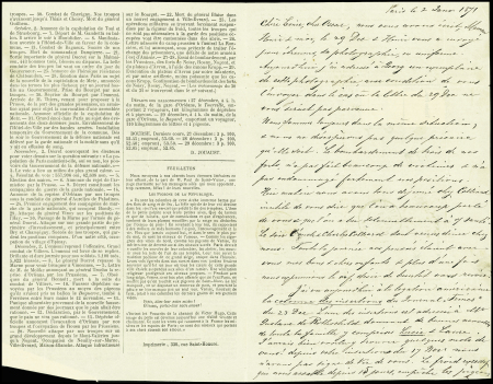 N°28 + 29 obl. Étoile muette + CAD "Paris (60)" (3 janv 71) sur gazette des Absents n°21 pour Manchester (GB) avec arrivée 11 janv (Le Newton. TB