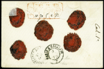2 lettres : n°30, 2 paires, obl GC 2687 + T16 Notre Dame de Liesse (1872) sur lettre chargée pour Londres et n°30, bande de 3 obl étoile muette sur lettre