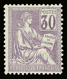 N°115 30c violet, chiffre 3 surencré, neuf **, TB