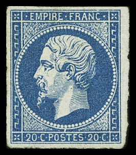 N°14A 20c bleu Type I, neuf *, gomme partielle, TB.