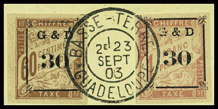 N°13 30 s. 60c brun et chamois et n°14 30 s. 1f rose