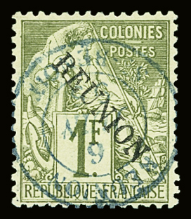 N°28 1f olive, obl., TB