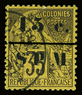 N°13 15c s. 35c violet noir s. jaune de 1881, obl.,