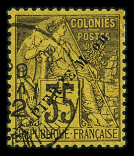 N°27 15c s. 35c violet noir s. jaune, obl., TB.  Signé