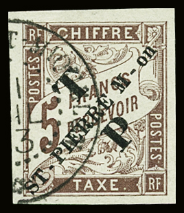 N°58 5f marron, obl., TB. Signé A. Brun