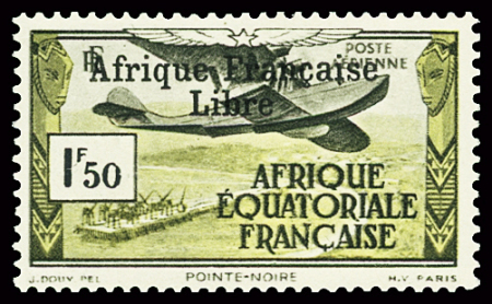 POSTE AERIENNE N°14 1f50 noir et jaune olive, neuf