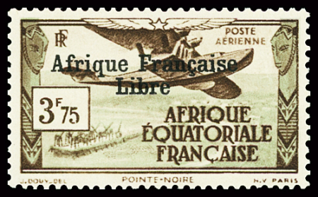 POSTE AERIENNE N°16 3f75 brun rouge et vert gris, neuf