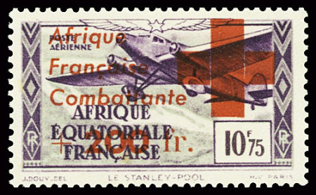 POSTE AERIENNE n°29 +200f sur 10f75, neuf **, TB. Signé