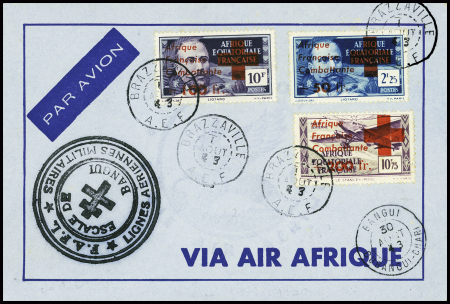 N°165, 166 et PA29 sur lettre CàD Brazzaville 1 août