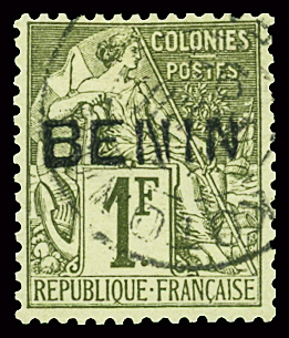 N°13 1f olive, obl., TB. Signé JF. Brun