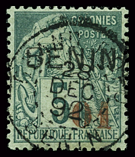 N°14 01 s. 5c vert, obl., TB. Signé Scheller