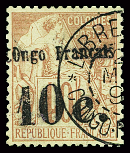 N°6 10c s. 40c rouge orange, obl avec très bon centrage.,