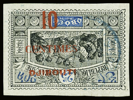 N°31a 10c s. 25c, variété surcharge renversée, obl.,