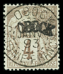 N°3 4c lilas brun s. paille, obl., TB