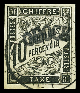 N°2 10c noir, obl., TB. Signé Calves