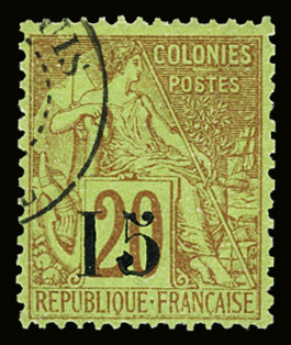 N°5G 15 s. 20c brique s. vert, obl., TB. Signé Calves