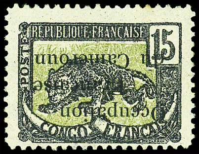 N°57a 15c violet et vert-olive, surch. RENVERSEE, neuf *, TB