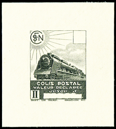 N°187A Type k, petite épreuve en noir sans valeur sur papier carton, TB