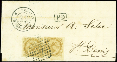 N°3 10c bistre (2) obl. Losange s. LSC, càd REUNION St PAUL 13/2/67 et arr. ST DENIS 14/2, TB