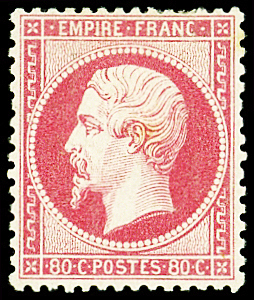 N°24 80c rose, neuf *, assez forte ch. mais bon centrage et fraîcheur, TB, certif. Scheller