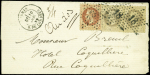 N°26A et 27A, 2c T I et 4c T I (2) obl. ETOILE 18 s. LSC, càd R. de Londres 10/12/65, au verso càd rouge REBUTS de PARIS RECLAMAT, TB