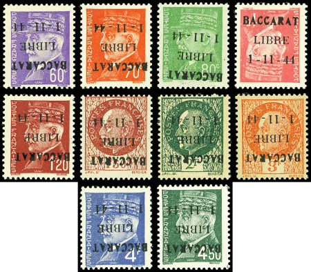 BACCARAT N°1/10 la série T I, surch. RENVERSEE, neuf **, TB