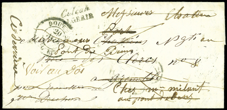 Cursive COLEAH/ALGERIE et càd DOUERA 20/11/52 s. LAC, plusieurs cachets de réexpédition au verso, Taxe 25 DT, TB