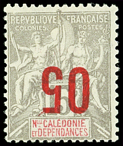 N°105a 05 sur 15c gris, SURCHARGE RENVERSEE, neuf *, TB