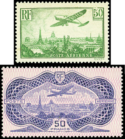 N°14 et 15, 50f vert et 50f Burelé, neuf *, TB