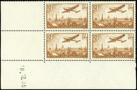 N°13 3f50 brun-jaune, BLOC de 4 CD 18/12/35, neuf **, TB