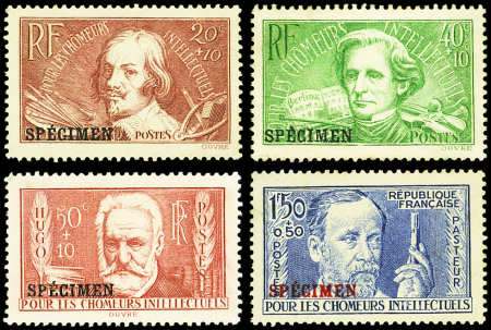 N°330a/33a Chômeurs Intellectuels, série surchargée SPECIMEN, neuf sans gomme, TB