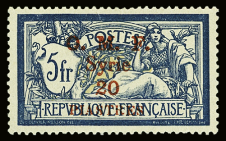 N°30 20pi s. 5f bleu et chamois, neuf *, TB. d'aspect