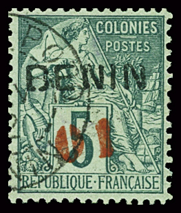 N°14 01 s. 5c vert, obl. TB.