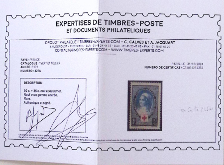 N°422A Infirmière 90c + 35c noir et outremer, neuf