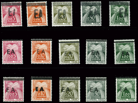 N°49/53 + 54/58 + 54a/58a surcharges "E.A." avec tampon