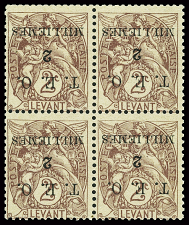 N°12a 2m. sur 2c. brun-lilas, variété surcharge renversée,