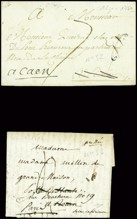 3 MP : "Deb de Rouen" (1771 - ind 23, jolie frappe) - Deb 74 Rouen (1818 noir et 1818 rouge)