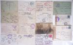 79 lettres en franchise : lettre avec cachet violet "travailleurs chinois Rouen-Port le chef de groupement" (1919), cachet violet avec déesse assise