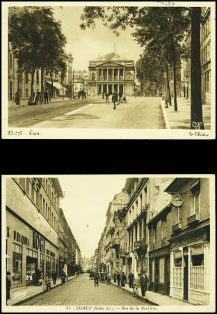 17 plis divers dont entier carte postale 1F20 iris violet d'un collaborateur interné avec cachet rond violet "Centre d'internement Join Lambert" (Rouen 1945), griffe rouge