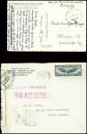 17 plis divers dont entier carte postale 1F20 iris violet d'un collaborateur interné avec cachet rond violet "Centre d'internement Join Lambert" (Rouen 1945), griffe rouge