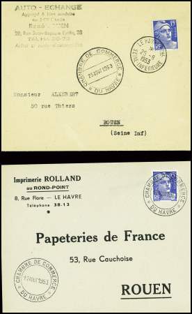 Grèves des postes : 10 lettres avec cachets et griffes des grèves de 1953 (5) et 1968 (5) concernant pour la plupart la Seine Inférieure. TB