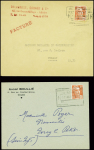 Grèves des postes : 10 lettres avec cachets et griffes des grèves de 1953 (5) et 1968 (5) concernant pour la plupart la Seine Inférieure. TB