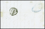 N°13 en paire (l'ex de gauche touché) obl. PC 3138 + cursive "84 St Jullien Molin Molette" + T15 "Bourg Argental (84)" (Loire, 1854). TB