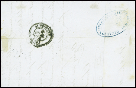N°13 en paire (l'ex de gauche touché) obl. PC 3138 + cursive "84 St Jullien Molin Molette" + T15 "Bourg Argental (84)" (Loire, 1854). TB