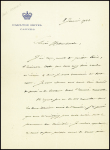 Papier à en-tête du Carlton Hotel de Cannes avec texte et signature autographe de Paul Doumer (1922 - Paul Doumer sera Président de la République en 1931)