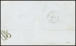 N°21 + 22 + 23 + 30 obl. Grille de Livourne sur lettre de Marseille pour Civita Vecchia avec taxe manuscrite 8 (1867), bel AFF quadricolore, certificat Calves. TB